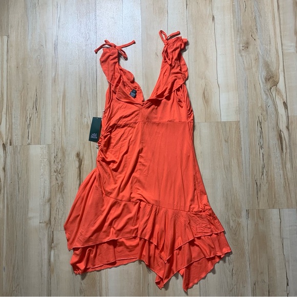 Wild Fable Light Orange  Sleeveless Handkerchief Hem Fit & Flare Dress medium - Picture 4 of 5